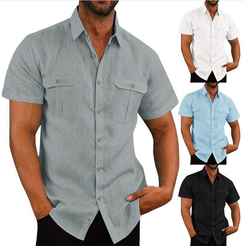 Herren kurzarm leinen hemd - herren,