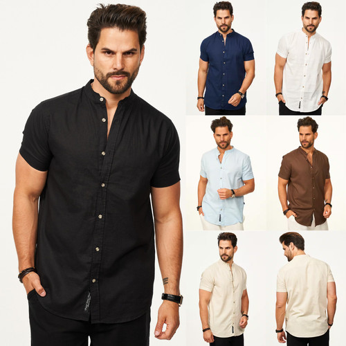 Herren kurzarmhemd leinen - herren,