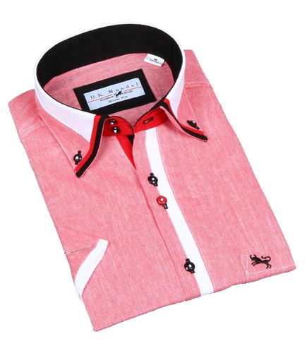 Slim fit hemd - slim, mittelrot