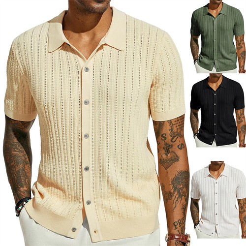 Herren kurzarm strickhemd - herren,