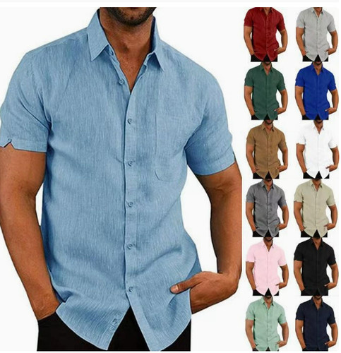 Herren kurzarm leinen hemd - kurzarm,